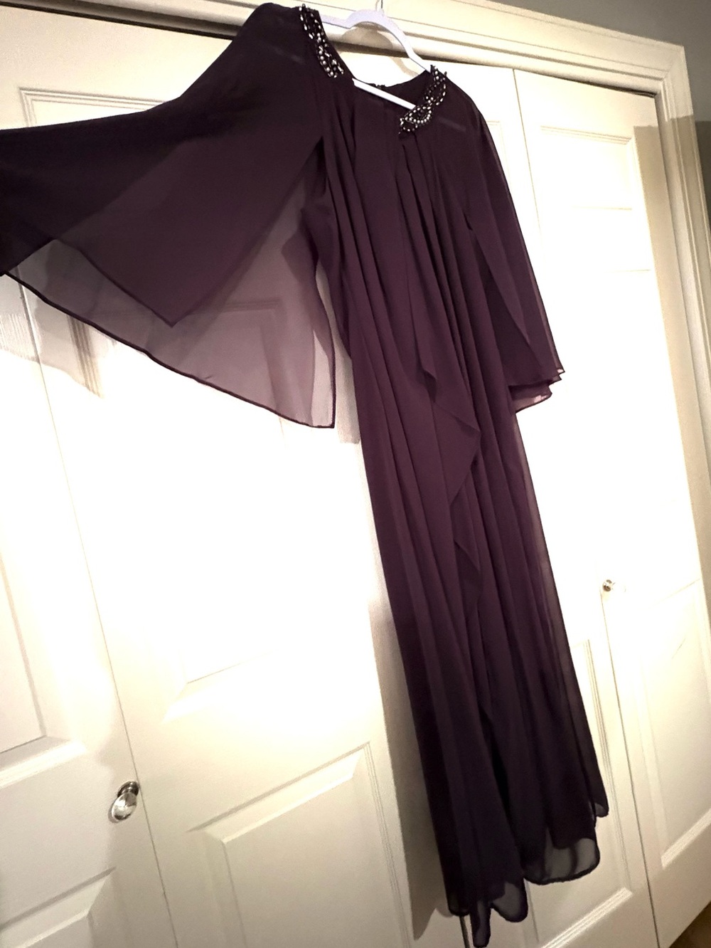 SLNY Dark Plum Beaded-Neck Evening Gown NWOT - Picture 6 of 16